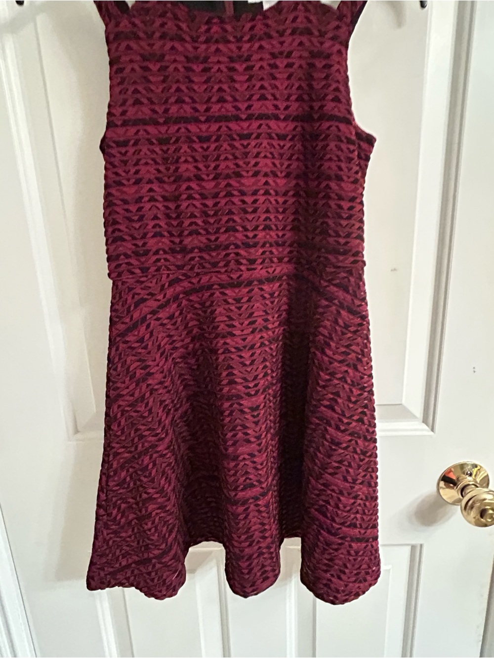 NWT-Girls The Children's Place Burgundy Textured Fit & Flare Dress - Picture 4 of 14